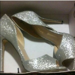 Silver sparkle stilettos
